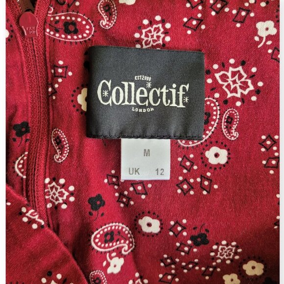 Collectif Burgundy Bandana Halter Dress Size M - Picture 5 of 10